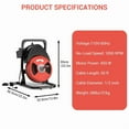 thumbnail image 2 of Towallmark 50Ft x 1/2 Inch 450W Drain Cleaner Machine, Heavy Duty Drain Auger with Air Activated Foot Pedal Control, Semi-Automatic Drain Snake for 2" to 4" Pipes, Includes 4 Cutters, 2 of 7