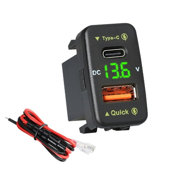 Dual USB Port Charger with Voltmeter for Toyota Recessed Car Socket
