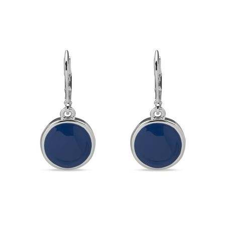 Gloria Vanderbilt Silver Tone and Blue Drop Lever-back Earrings