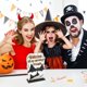 thumbnail image 3 of Letrero de madera con forma de lápida de amigos espeluznantes, decoración de mesa de Halloween, diseño de murciélago de dibujos animados, adorno para centro de mesa de fiesta, 3 of 4