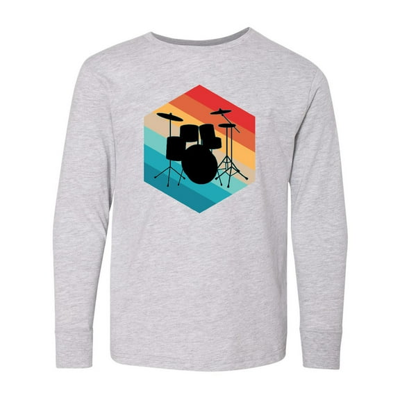 Inktastic Drummer Retro Drum Set Long Sleeve Youth T-Shirt