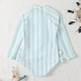 GYRATEDREAM 210T Girls One Piece Rashguard Swimsuit Long Sleeve Zip Up Stripe Bathing Suit