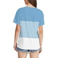 thumbnail image 5 of yillto Womens Striped Blouse Casual Color Block Loose Short Sleeve Round Neck Summer Shirts Outfits, 5 of 7
