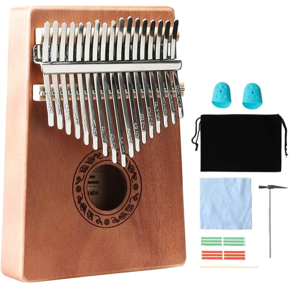 Kalimba Thumb Piano 17  Portable Mbira Finger Piano Music Instrument Gifts for  and Adults Beginners Thumb Pianos with Tuning Hammer, Finger Covers