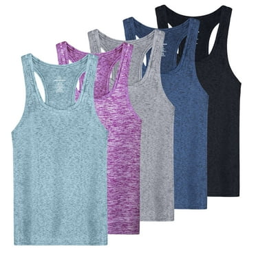 Real Essentials 5-Pack Women's Racerback Tank Top Dry-Fit Athletic Performance Yoga Activewear (Available in Plus Size)