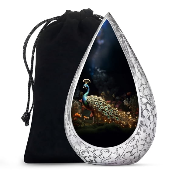 JAGSHASHI Peacock - Funeral Urn For Mom & Dad - Memorial Urns - Adult Ashes Urn - Cremation Urn Human - Burial Ashes Urns - Decorative Urns For Ashes - 10 Inch - Large