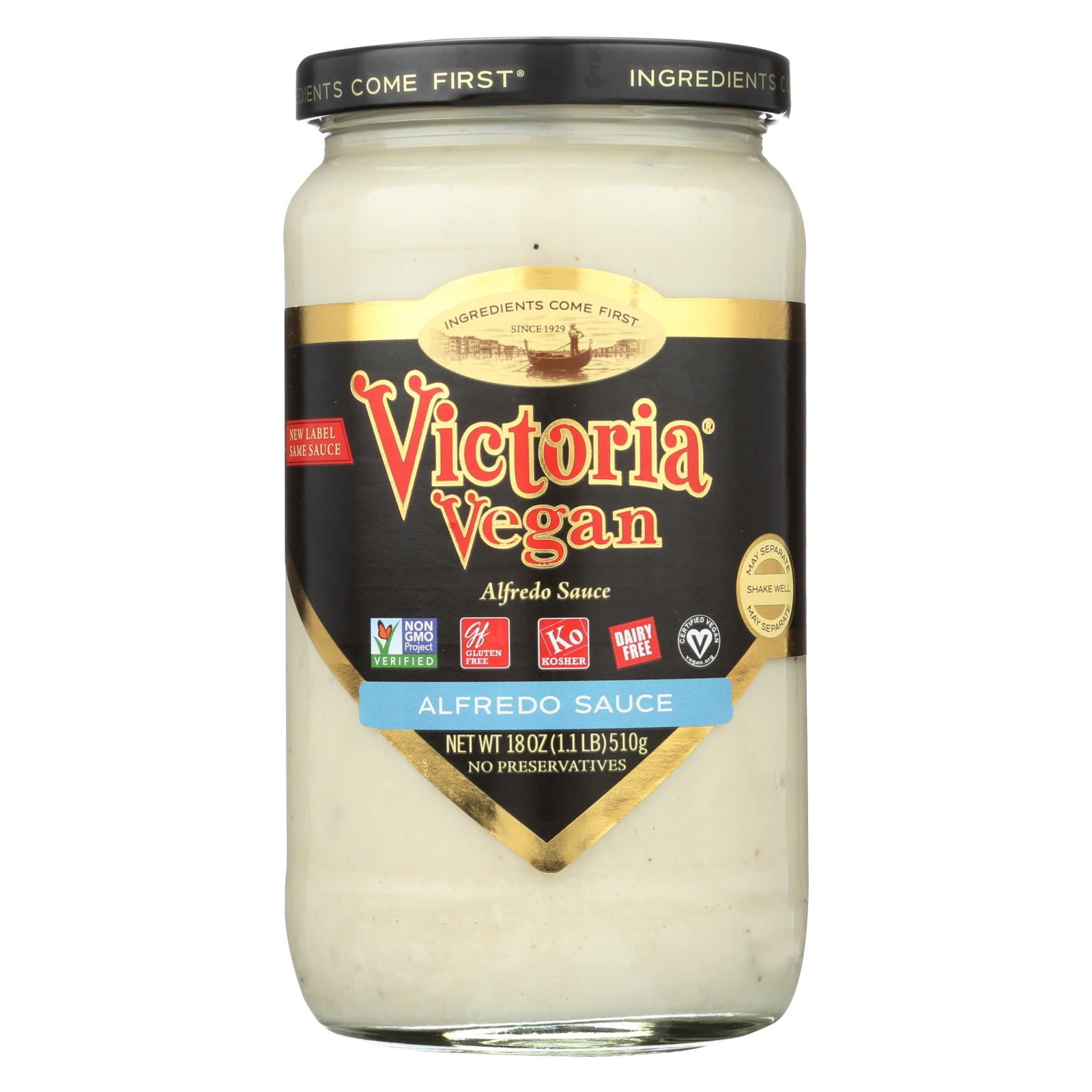 Victoria Vegan Sauce - Original Alfredo - Case of 6 - 18 Fl oz. 