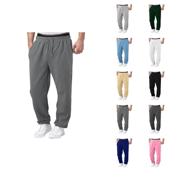 Mens Sweat Pants 2026 Fashion Elastic Waist Drawstring Relaxed Fit Wide Leg Casual Pants Trousers with Pockets