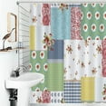 thumbnail image 3 of Patchwork Boho Shower Curtain,Vintage Colorful Patchwork Floral Plaid Polka Dot Patter Print for Bathroom Curtains Cloth Fabric Home Decor with Hooks Set, 3 of 6