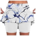 thumbnail image 3 of Tennis Skirts for Women Summer Elastic Yoga Culottes Lightweight High Waist Athletic Shorts Skirt with Pockets for Workouts Everyday Wear Blue M, 3 of 6