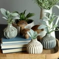 thumbnail image 6 of Iconic Scandi Baby Bud Vases, Set of 3, Fluted, Ivory, Faded Teal, and Dark Grey, Crackle Suffused, 4.25 Diameter x 4.75 Inches Tall, Modernist Home, 6 of 7