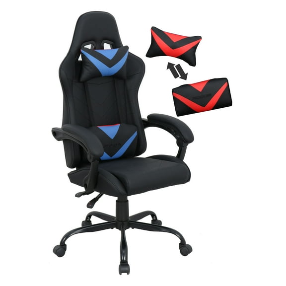 X Rocker Octane Gaming Modern Racing PVC Faux Leather PC Gaming Chair with Reversible Cushions, Black