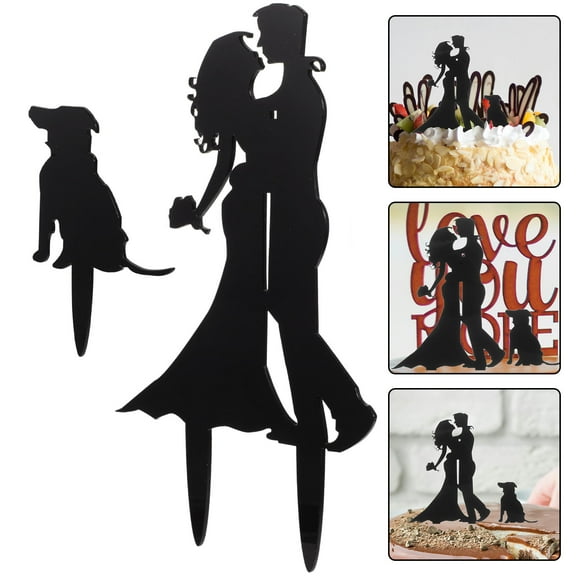 SOPOTUTU Rustic Shape Wedding Cake Topper Black 1 Set Wedding Party Decoration