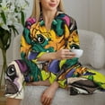 thumbnail image 6 of Disketp Colorful Pug Pajamas Set Long Sleeve Sleepwear Womens Button Down Nightwear Pj Sets-{designName}-Medium, 6 of 7