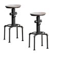 thumbnail image 3 of Metal Frame Bar Stool With Wooden Seat In Black And Natural Brown, Set Of 2, 3 of 4