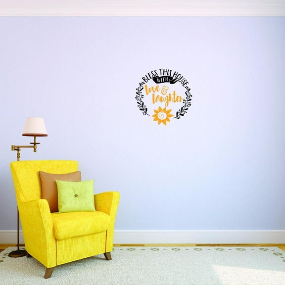 Custom Decals Bless This House With Love & Laughter Wall Art Size: 16 X 16 Inches Color: Multi