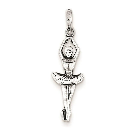 Antiqued Ballerina Charm Pendant 30mmx10mm 925 Sterling Silver