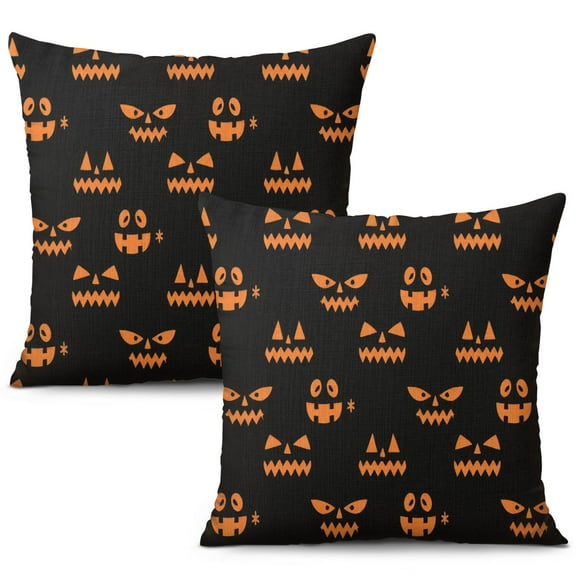 Halloween Throw Pillow Cases 20x20 Inch Set of 2 Happy Halloween Pillow Cases Sofa Bed Throw Cushion Cover for Living Room Decor