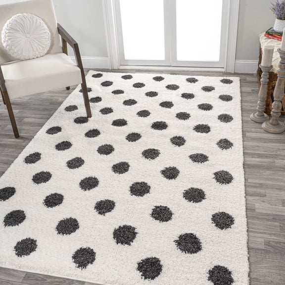 JONATHAN Y MOROCCAN HYPE 4 x 6 Area Rug, Pere Charcoal Dot Shag - White/Gray, MOH411A-4