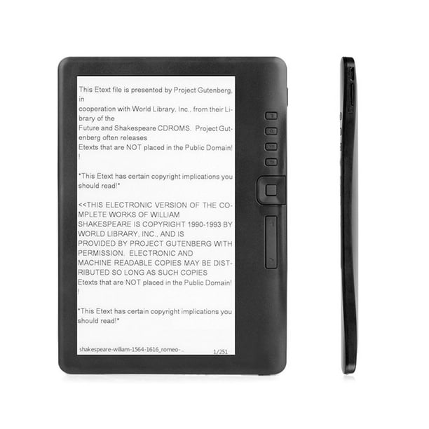 Lecteur de Livre Électronique avec 7 Pouces HD TFT Écran Numérique MP3 Lecteur de Musique Audio Tablette Noir, 4gb, US Plug