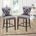 thumbnail image 1 of Ley Counter Stool in Black Velvet, Vintage Stool, Velvet Upholstered Stool, Island Counter - Set 2, 1 of 3