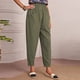 thumbnail image 4 of Pantalones Recortados de Lino Y Algodón Con Pierna Recta de Color Puro Informales Con Cintura Elástica A La Moda Para Mujer Odeerbi  ODB-6, 4 of 9