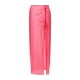 thumbnail image 5 of Douhoow Women Beach Cover Up Mid Length Wrap Skirt Solid Drawstring Slit Pareo Sarong Skirts, 5 of 7