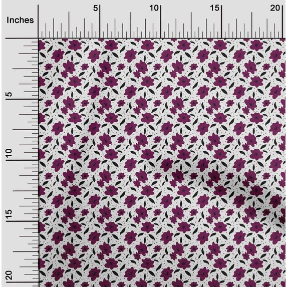 oneOone Rayon Dark Magenta Fabric Florals Sewing Material Print Fabric By The Yard 56 Inch Wide