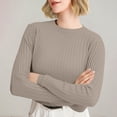 thumbnail image 4 of TRUBKH Womens Sweaters Mock Neck Top Long Lantern Sleeve Slim Fit Blouses for Women Dressy Casual Lightweight Sweaters for Women Loose Fit Layered Sweaters Fall Sweaters Fall Tops For Gray XL, 4 of 8