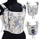 thumbnail image 1 of ICHUANYI Clearance Women Casual Sexy Eyelet Lace-up Floral Print Fishbone Court Vintage Corset Straps Tank Top(Blue, L) ICHUANYI WER2023080700849, 1 of 9