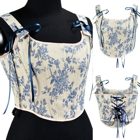 

Body Shaper For Women Deals Kizly Waist Trainer For Women Women Casual Sexy Eyelet Lace-up Floral Print Fishbone Court Vintage Corset Straps Tank Top Summer Savings Clearance!