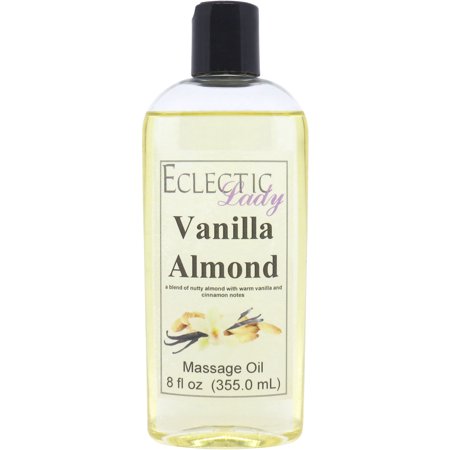 Vanilla Almond Massage Oil by Eclectic Lady, 8 oz, Sweet Almond Oil and Jojoba Oil