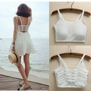 Lady Fashion Bralette Caged Back Cut Out Strappy Padded Bra Bralet Vest Crop Top