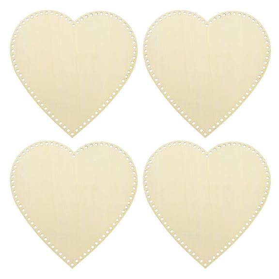 Uxcell 12" x 12" Crochet Basket Bottom, 4Pcs Heart Shape Blank Crochet Knitting Wooden Base for DIY Craft Basket Making