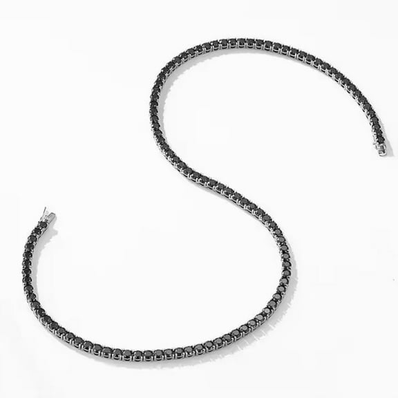 Black Onyx Tennis Necklace For Women Unique Tennis Chain Necklace 925 Sterling Silver Black Gemstone Necklace Wedding Necklace Gift For Men