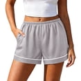 thumbnail image 5 of YTCAMLO Soft Cotton Womens Satin Pajama Shorts Summer Casual Pj Bottoms with Pockets Elastic Waist Baggy Lounge Shorts Sleepwear, 5 of 6