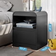 thumbnail image 3 of Night Stand Nightstand with Drawer Storage Curved Bed Side Table End Table Large Modern Wide Bedside Stand Tall Night Stands for Bedroom Living Room Sofa Couch Home Office, Black, 3 of 7