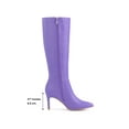 thumbnail image 6 of BLISSFUL STEP Valentine's Women's Boot Pointed Toe Side Zipper Stiletto Heel Knee High Boots Purple 9, 6 of 6