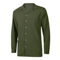 thumbnail image 3 of LZHGirlshop Mens Casual Long Sleeve Cotton Linen Shirts Buttons Down Solid Plain Roll-Up Sleeve Summer Beach Shirts,Green,XL, 3 of 6
