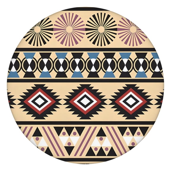 Round Table Cover with Elastic Edge and Boho Floral Pattern, 44 Inch Fits 38-42 Inch Tables Easy Clean