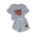 thumbnail image 6 of Girls Boys Graphic Tracksuit Sets 2 Piece Outfits Letter Print Vacation Tee Top and Drawstring Waist Shorts Gray 10-12 Years, 6 of 6