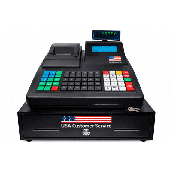Electronic Cash Register, 9500 Plu Capacity, 60 Departments, 2 Serial Ports, Steel Cash Drawer