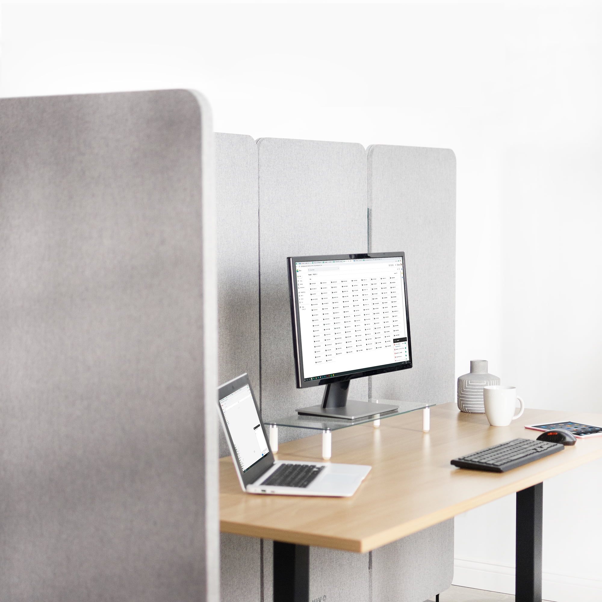 VIVO Gray 24 x 66 inch Privacy Panel Office Partition, Cubicle Room Divider
