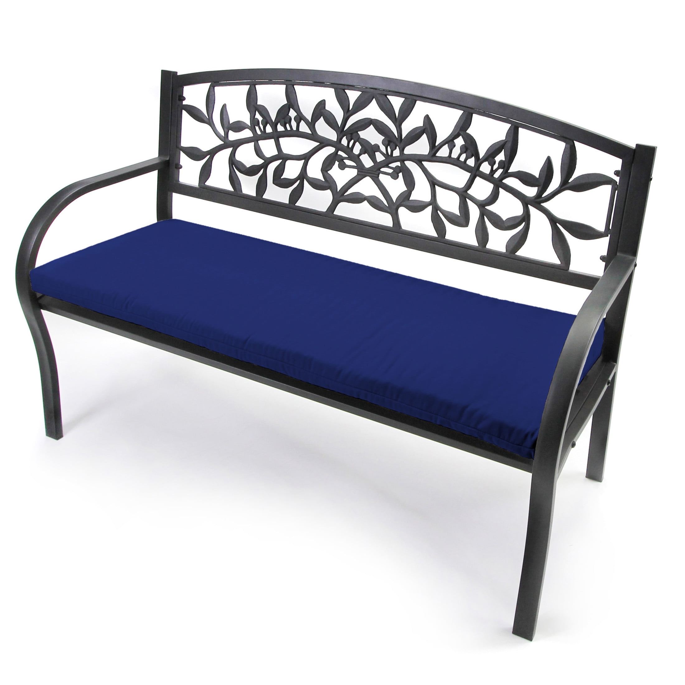 Jordan Manufacturing 48" x 18" Veranda Cobalt Blue Solid Rectangular Outdoor Settee Swing Bench Cushion with Ties