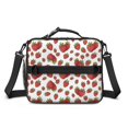 thumbnail image 2 of Strawberry and Dot White Pattern Insulated Lunch Bag with Shoulder Strap and Bottle Holder,Bento School Lunch Bag Box,11x9.5x3.5 Inches, 2 of 5