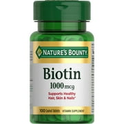 Nature's Bounty Biotin Tablets, Energy Support, 1000 mcg, 100 Ct