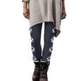 thumbnail image 4 of Lovzfmll Women's Cropped Pants, Mid Rise Football Print Stretch Leggings, Casual Slim Ankle Length Pants Navy, L, 4 of 9
