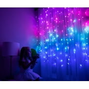 LED String Curtain Lights with Dimmer Switch, Mermaid Colors