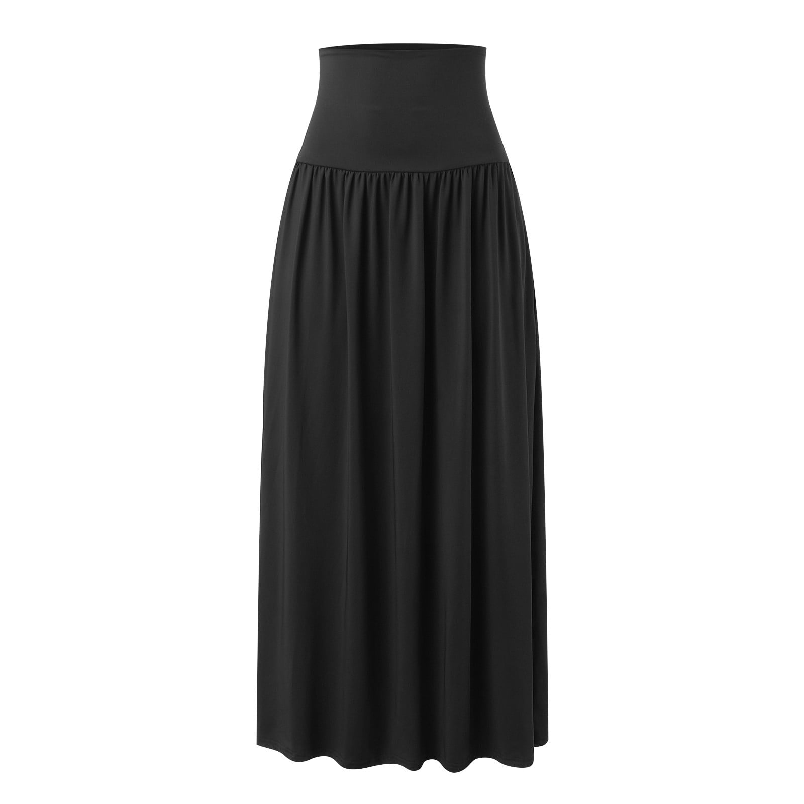 B91xZ Maxi Skirts for Women Super Comfy Ultra Stretch Midi Skirt Knee Length with Pockets Black XXL Walmart