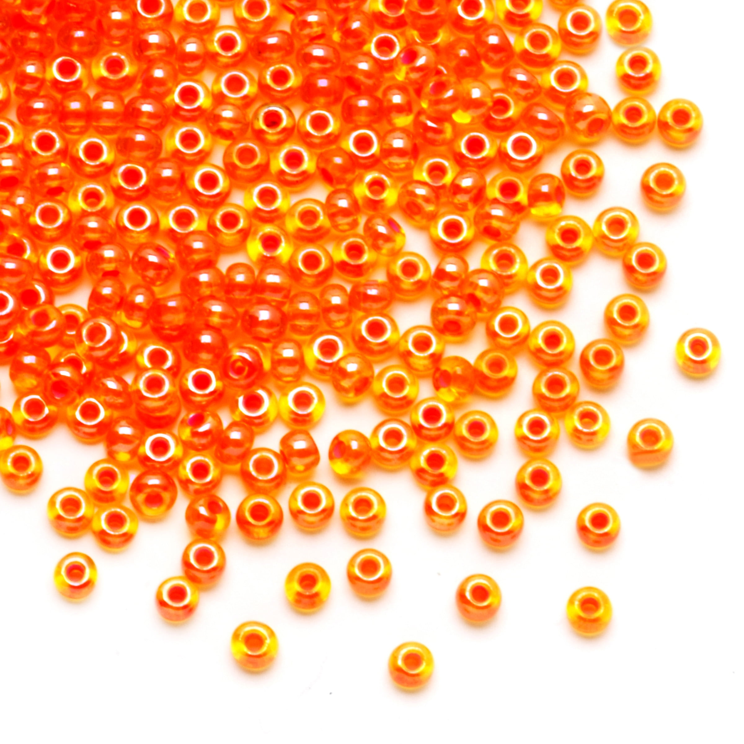Dazzle-It! Pink-lined Czech Seed Beads: Orange, 6/0